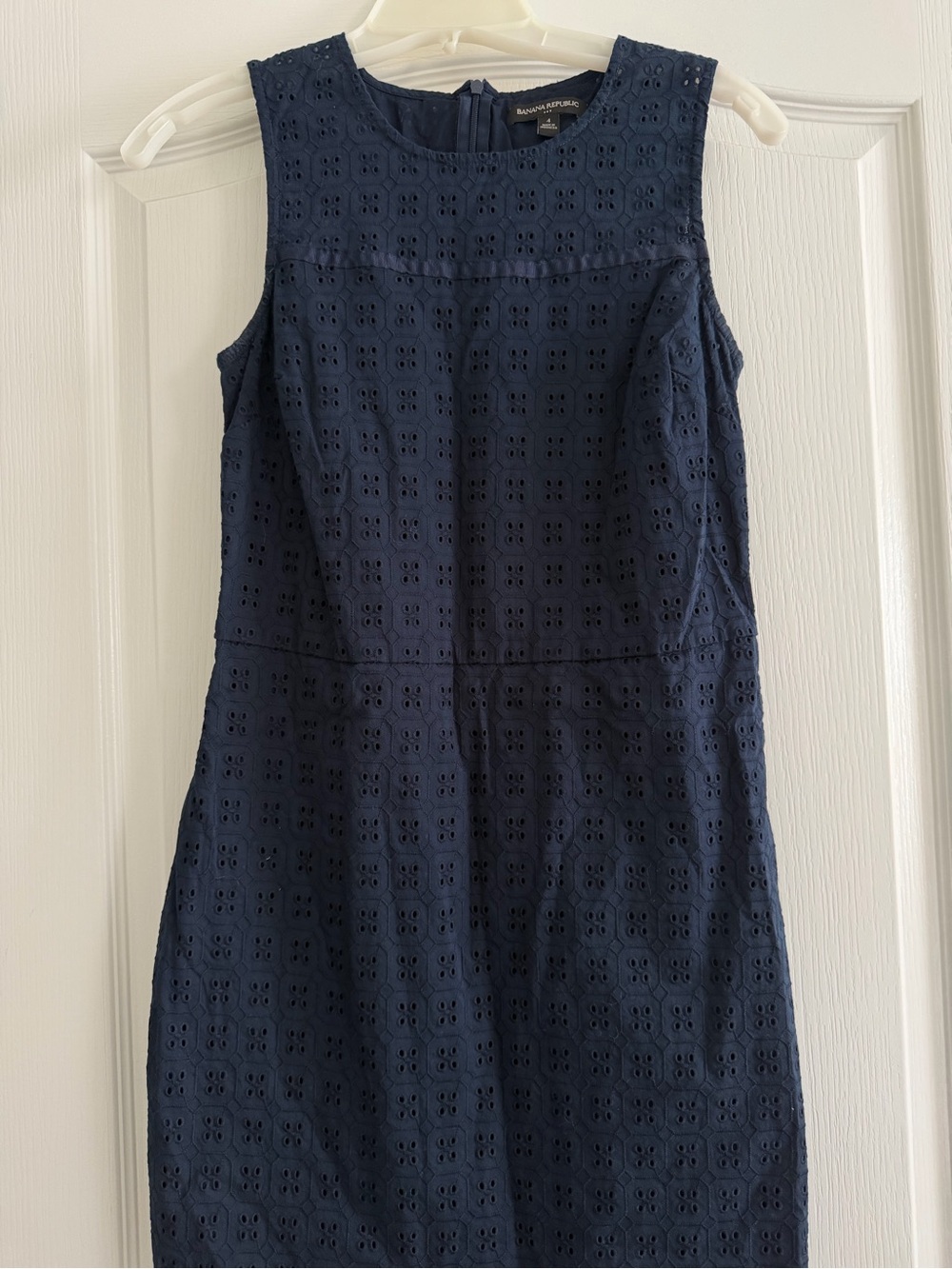 Banana Republic Navy Eyelet Sleeveless Shift Dress